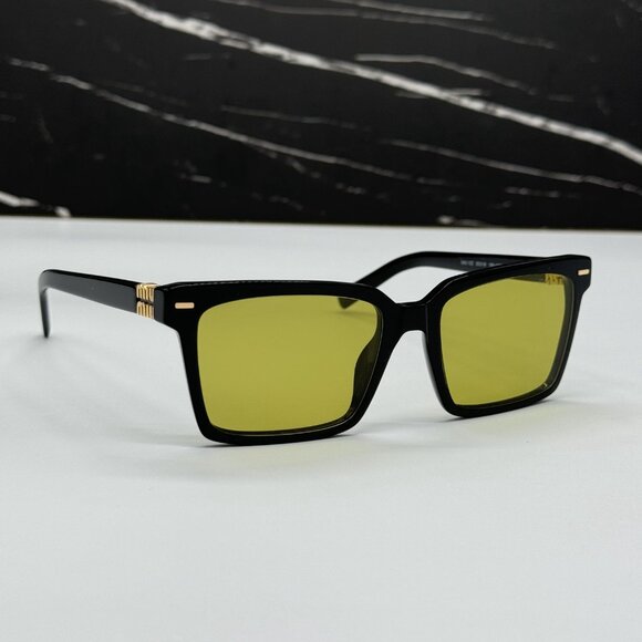NEW MIU MIU BLACK GREEN SQUARE SUNGLASSES MU13ZS 16K07O WOMEN MIU MIU MU 13ZS - Picture 5 of 11